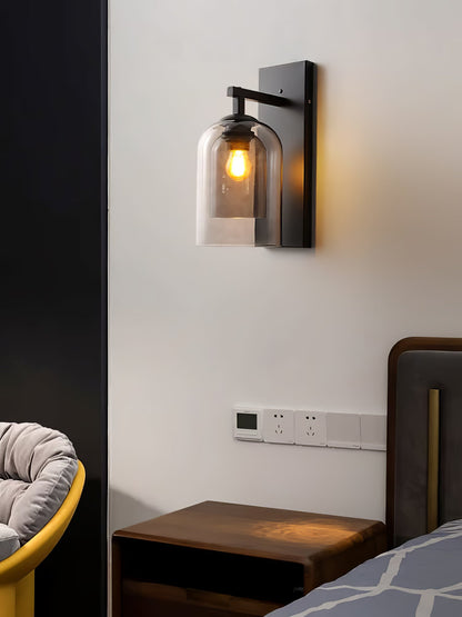 Glass Tubular Wall Lamp | Metal & Glass | Smoke Grey & Amber