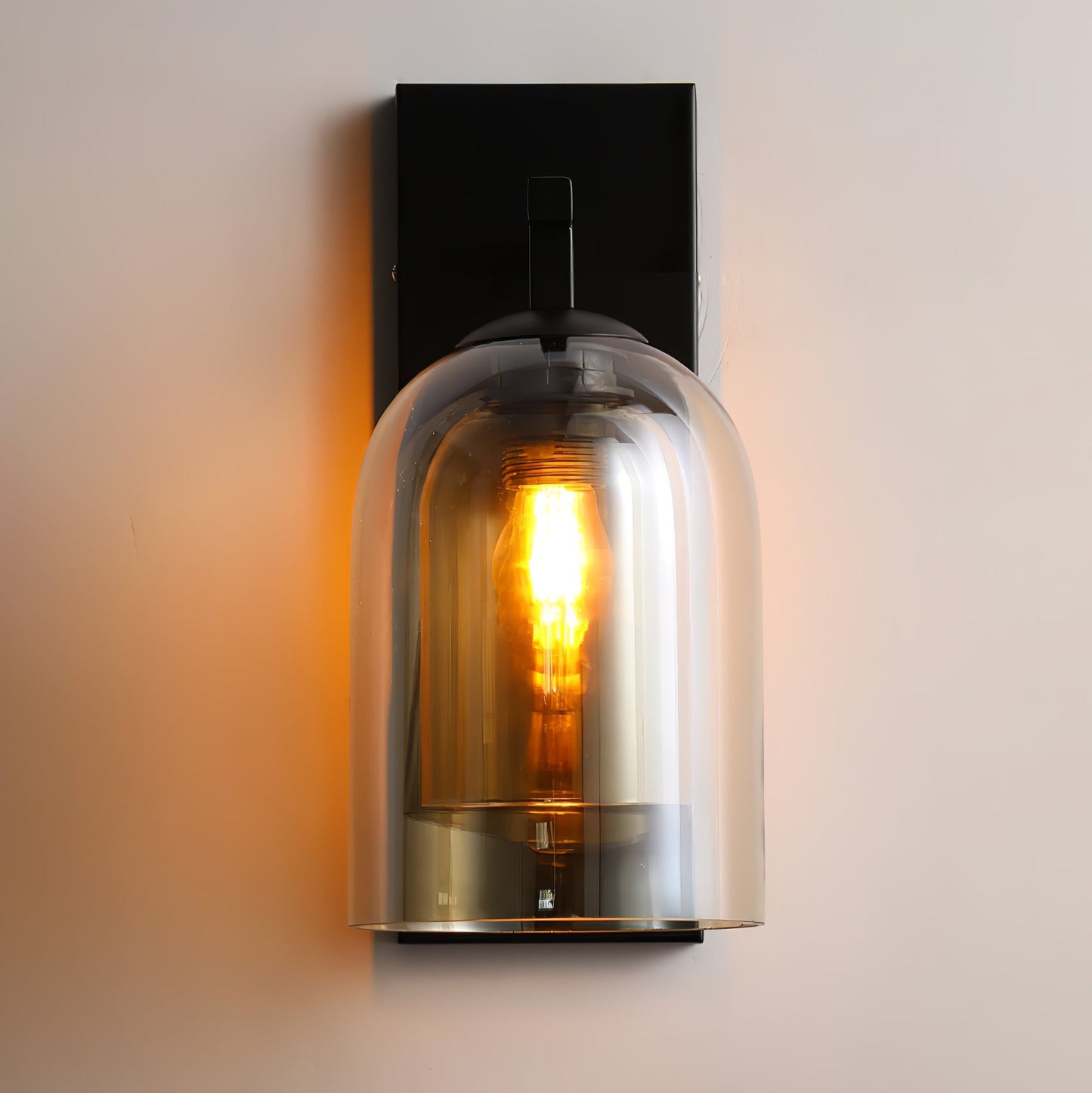 Glass Tubular Wall Lamp | Metal & Glass | Smoke Grey & Amber