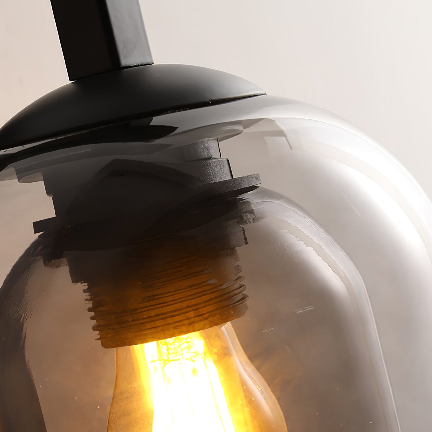 Glass Tubular Wall Lamp | Metal & Glass | Smoke Grey & Amber