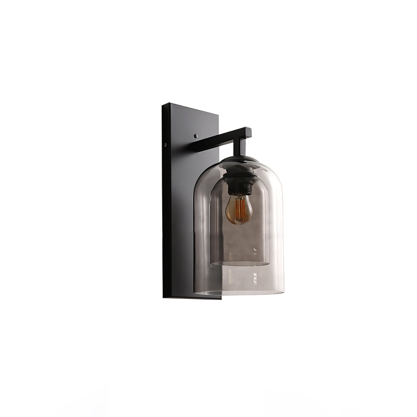 Glass Tubular Wall Lamp | Metal & Glass | Smoke Grey & Amber