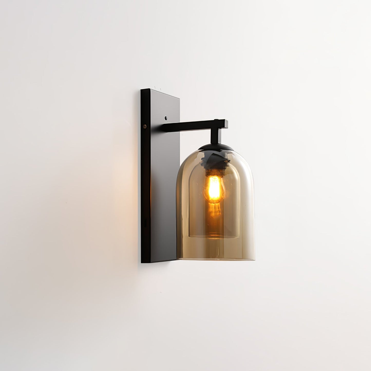 Glass Tubular Wall Lamp | Metal & Glass | Smoke Grey & Amber