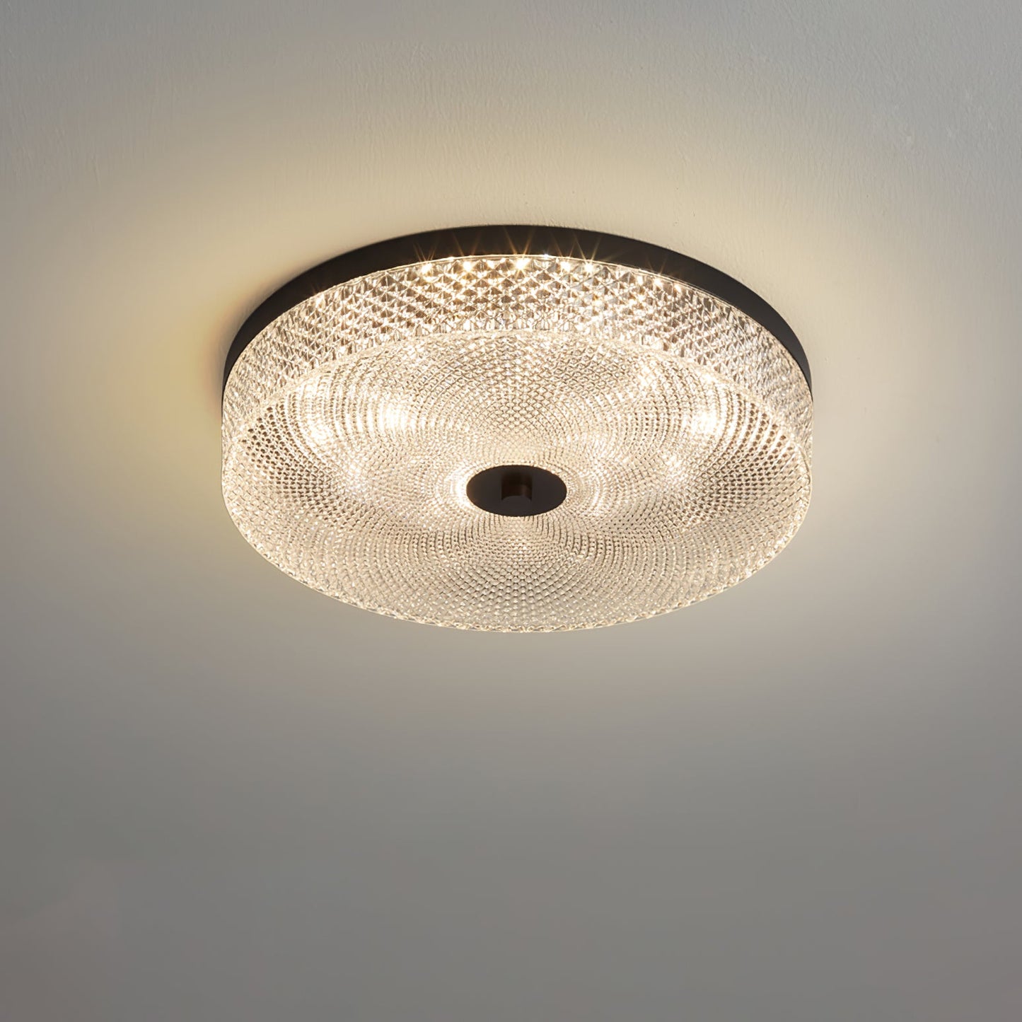 Glimmering Striped Ceiling Light | Brass, Acrylic, Metal | Gold Trim