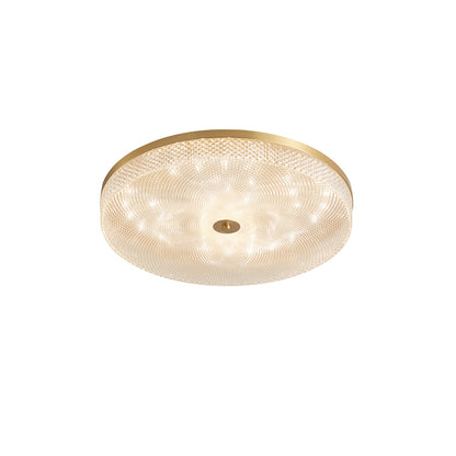 Glimmering Striped Ceiling Light | Brass, Acrylic, Metal | Gold Trim