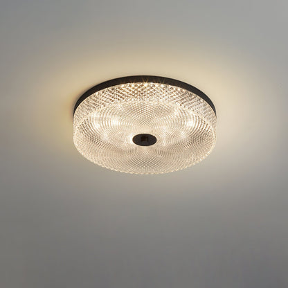 Glimmering Striped Ceiling Light | Brass, Acrylic, Metal | Gold Trim