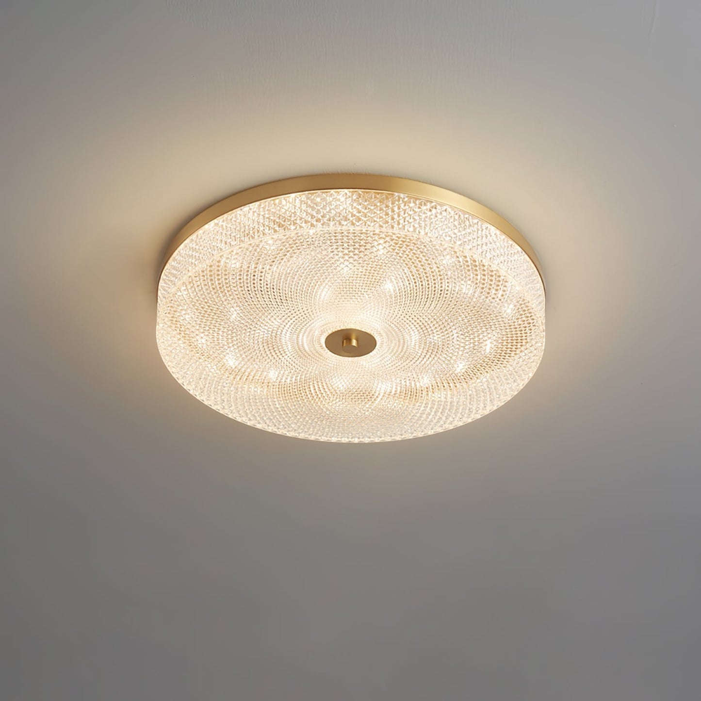 Glimmering Striped Ceiling Light | Brass, Acrylic, Metal | Gold Trim