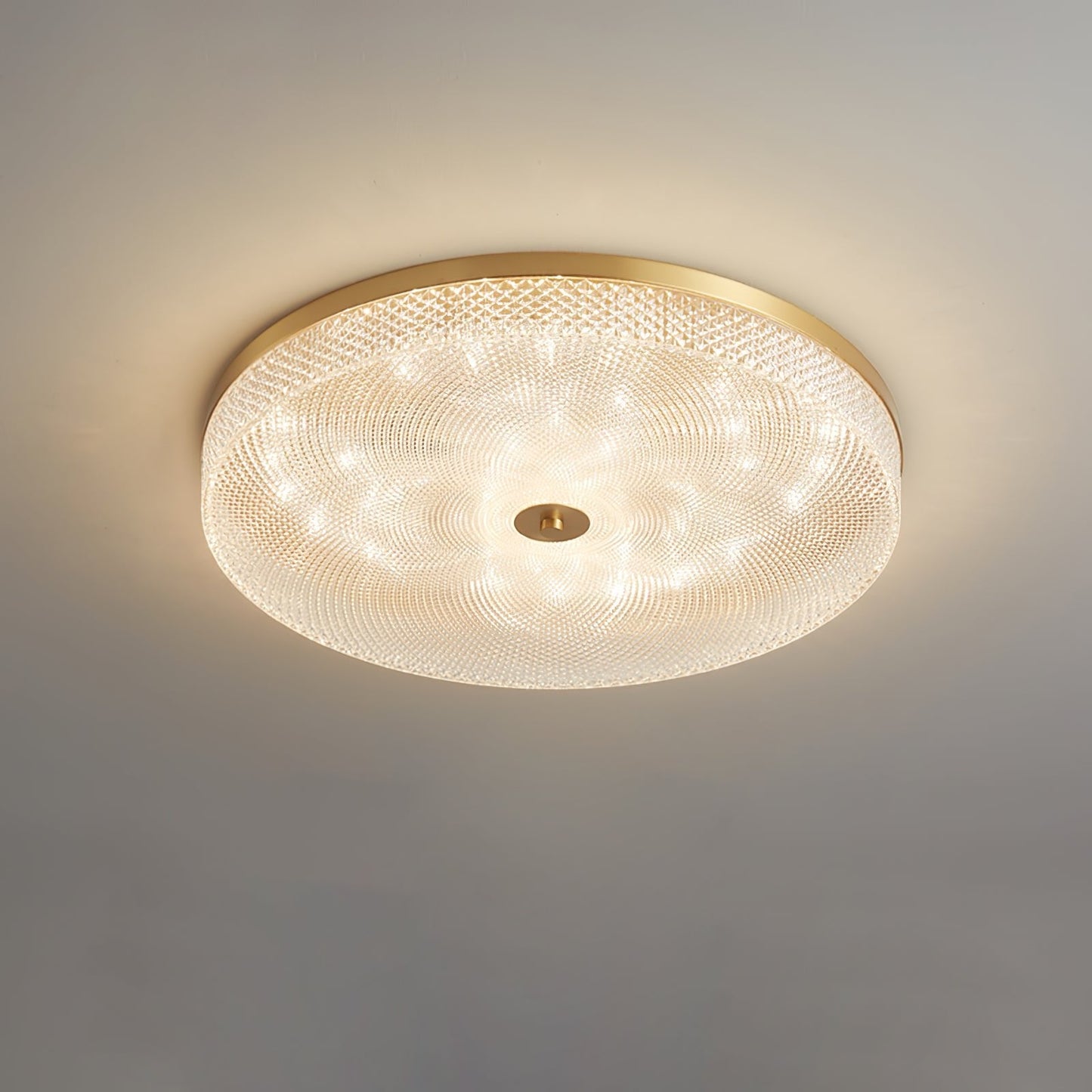 Glimmering Striped Ceiling Light | Brass, Acrylic, Metal | Gold Trim