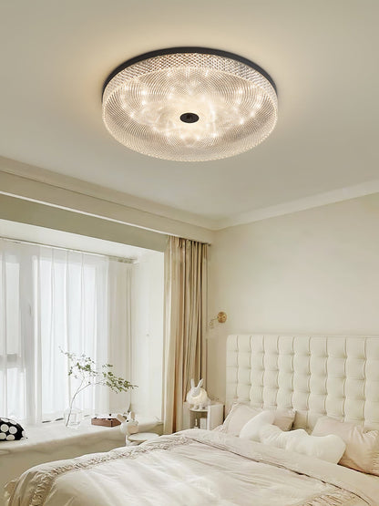 Glimmering Striped Ceiling Light | Brass, Acrylic, Metal | Gold Trim