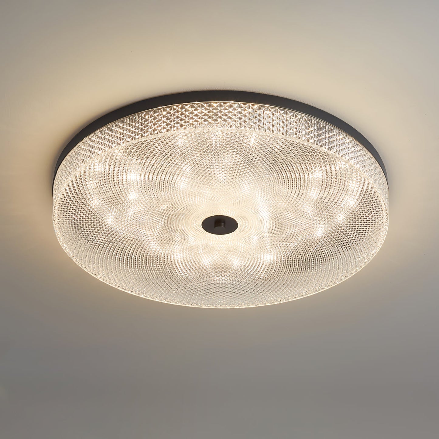 Glimmering Striped Ceiling Light | Brass, Acrylic, Metal | Gold Trim