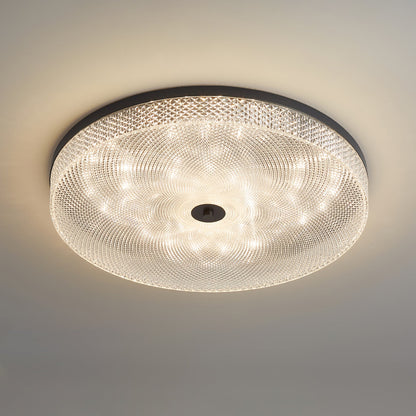 Glimmering Striped Ceiling Light | Brass, Acrylic, Metal | Gold Trim
