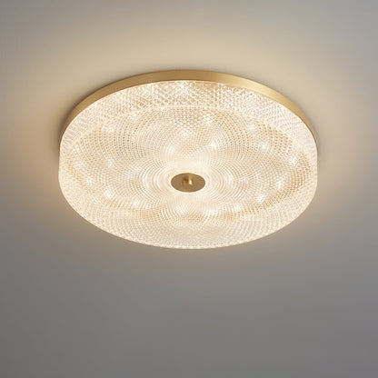 Glimmering Striped Ceiling Light | Brass, Acrylic, Metal | Gold Trim