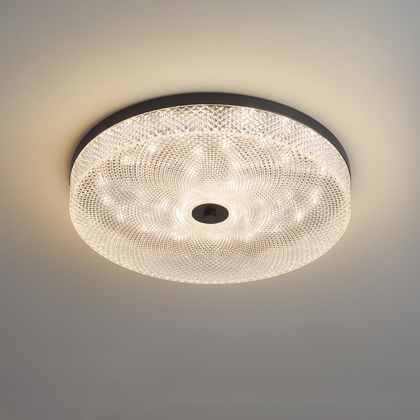 Glimmering Striped Ceiling Light | Brass, Acrylic, Metal | Gold Trim