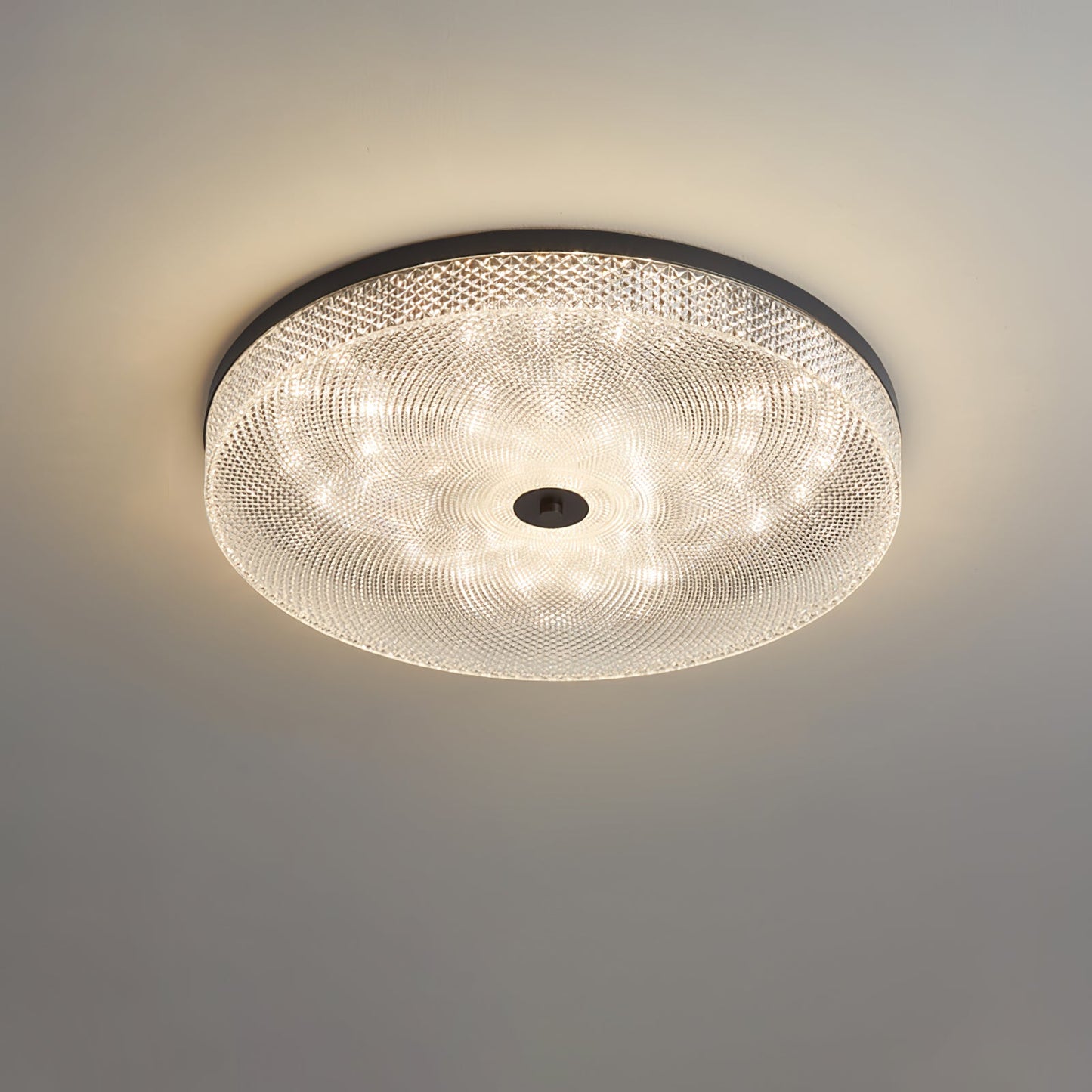 Glimmering Striped Ceiling Light | Brass, Acrylic, Metal | Gold Trim