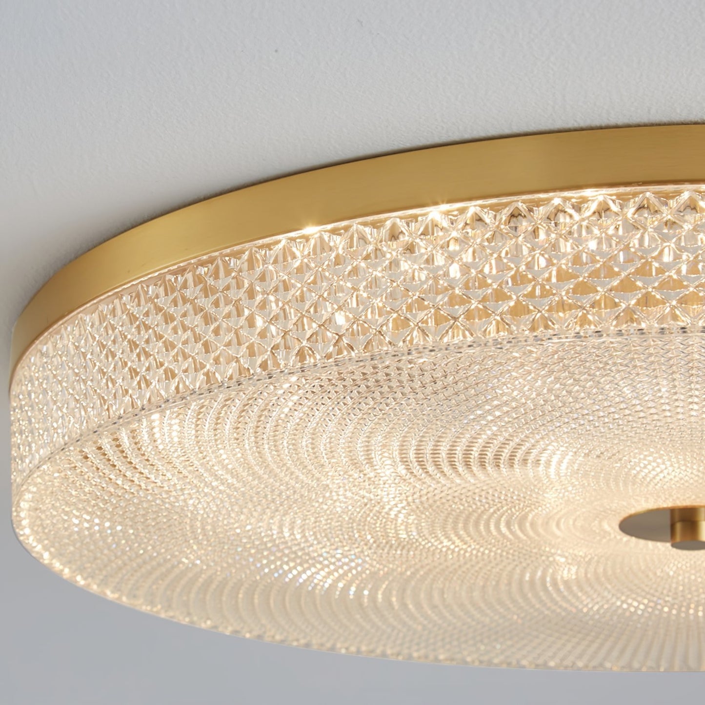 Glimmering Striped Ceiling Light | Brass, Acrylic, Metal | Gold Trim