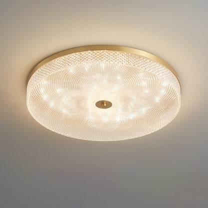 Glimmering Striped Ceiling Light | Brass, Acrylic, Metal | Gold Trim