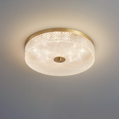 Glimmering Striped Ceiling Light | Brass, Acrylic, Metal | Gold Trim