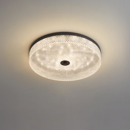 Glimmering Striped Ceiling Light | Brass, Acrylic, Metal | Gold Trim