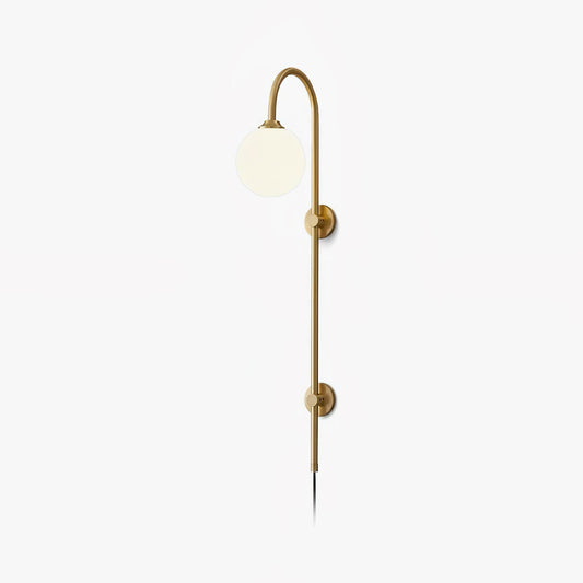 Globe Wall Sconce | Brass & White Glass | Plug-in
