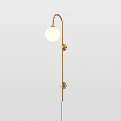 Globe Wall Sconce | Brass & White Glass | Plug-in