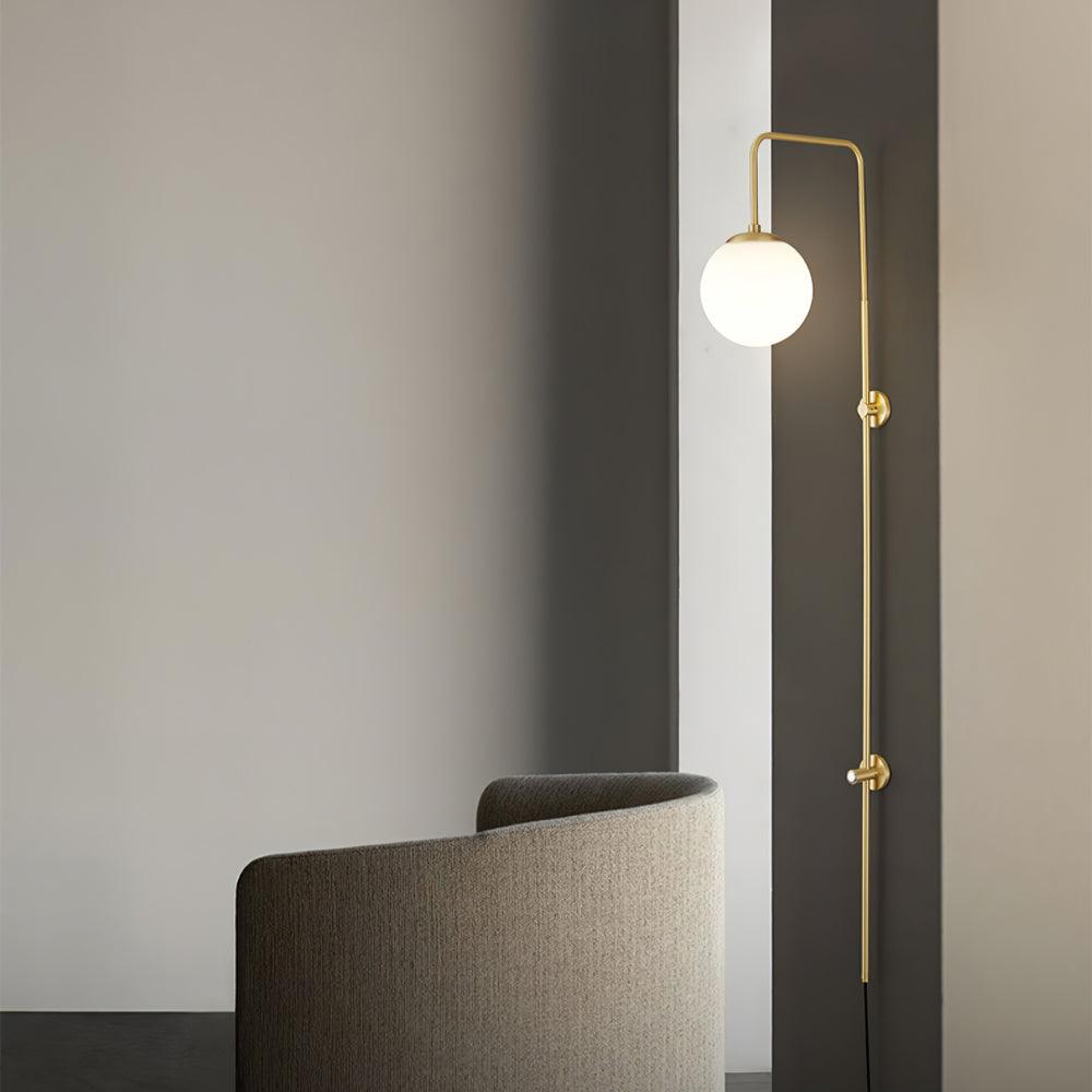 Globe Wall Sconce | Brass & White Glass | Plug-in
