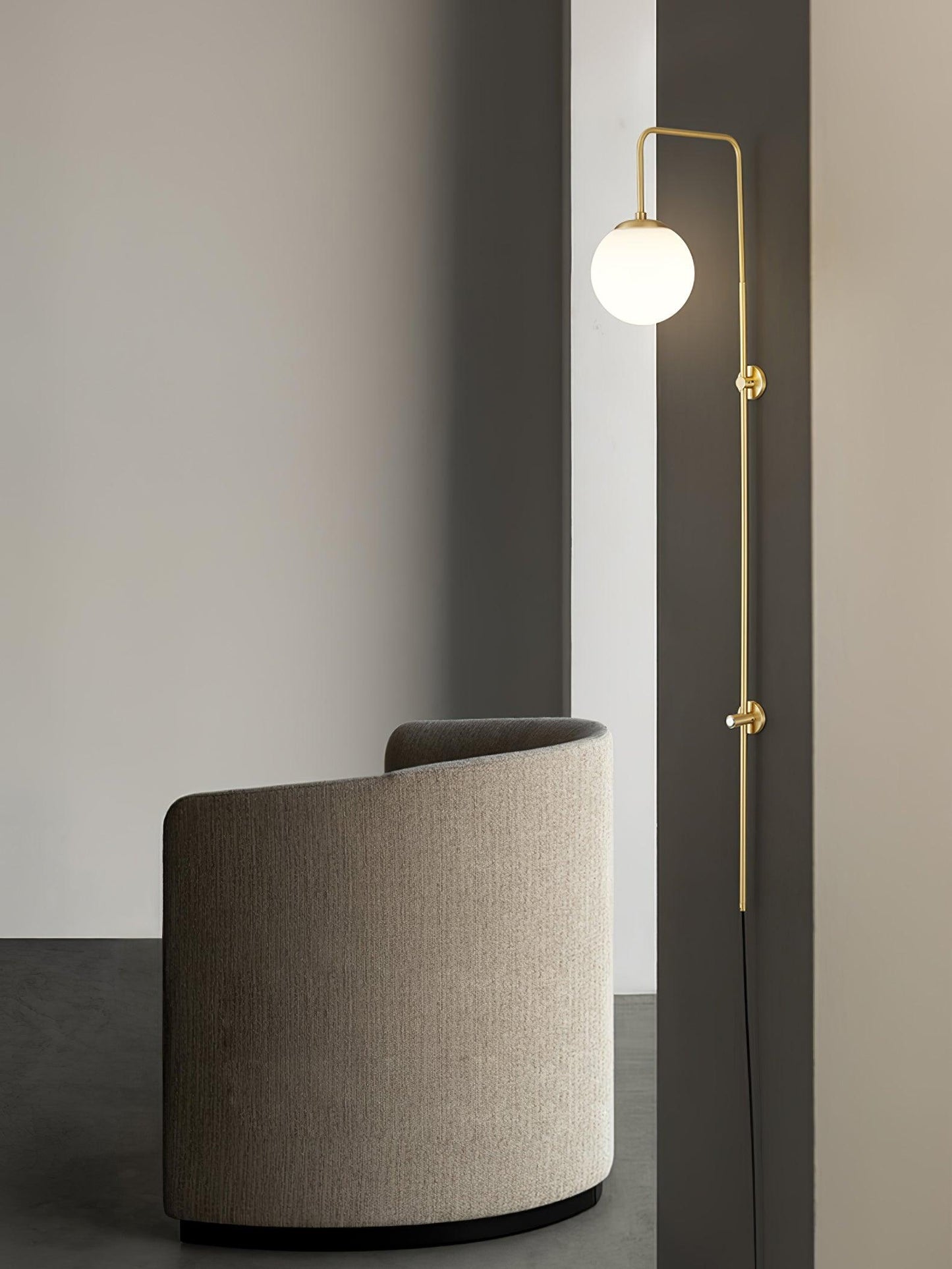 Globe Wall Sconce | Brass & White Glass | Plug-in