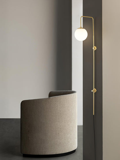 Globe Wall Sconce | Brass & White Glass | Plug-in