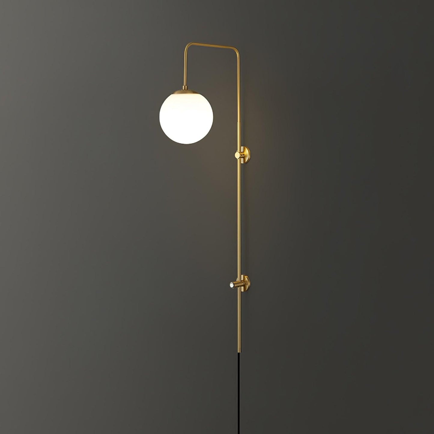 Globe Wall Sconce | Brass & White Glass | Plug-in
