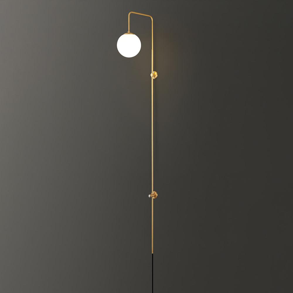 Globe Wall Sconce | Brass & White Glass | Plug-in