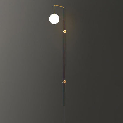 Globe Wall Sconce | Brass & White Glass | Plug-in