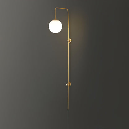 Globe Wall Sconce | Brass & White Glass | Plug-in