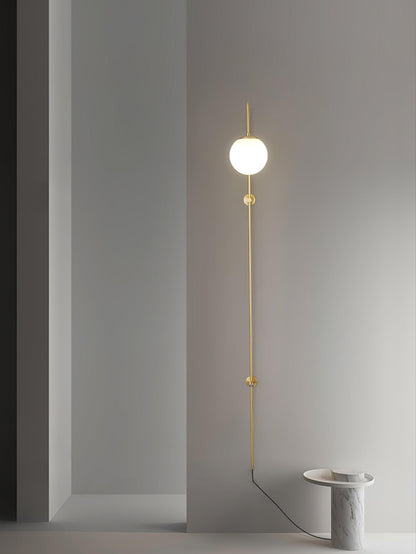 Globe Wall Sconce | Brass & White Glass | Plug-in