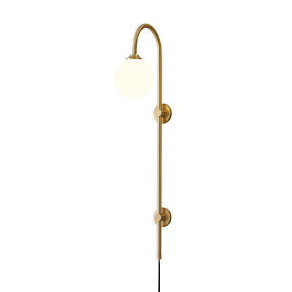 Globe Wall Sconce | Brass & White Glass | Plug-in