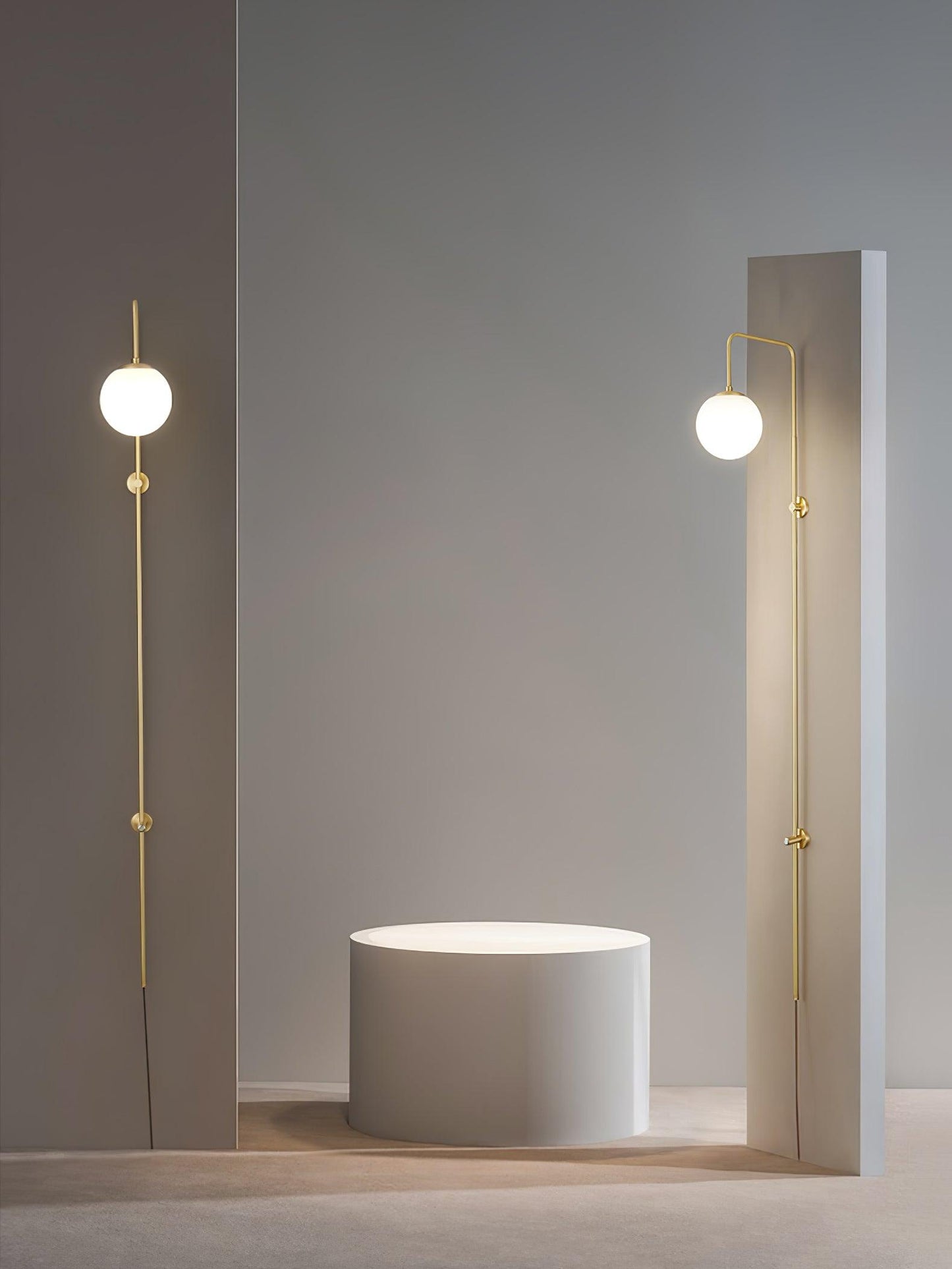 Globe Wall Sconce | Brass & White Glass | Plug-in