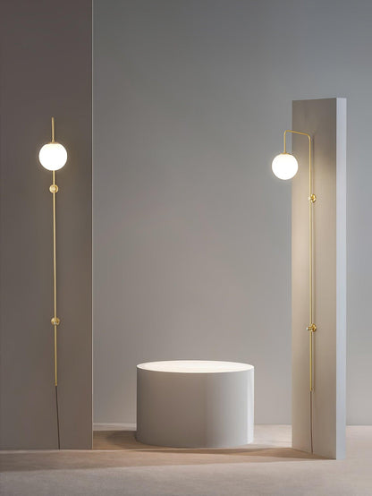 Globe Wall Sconce | Brass & White Glass | Plug-in