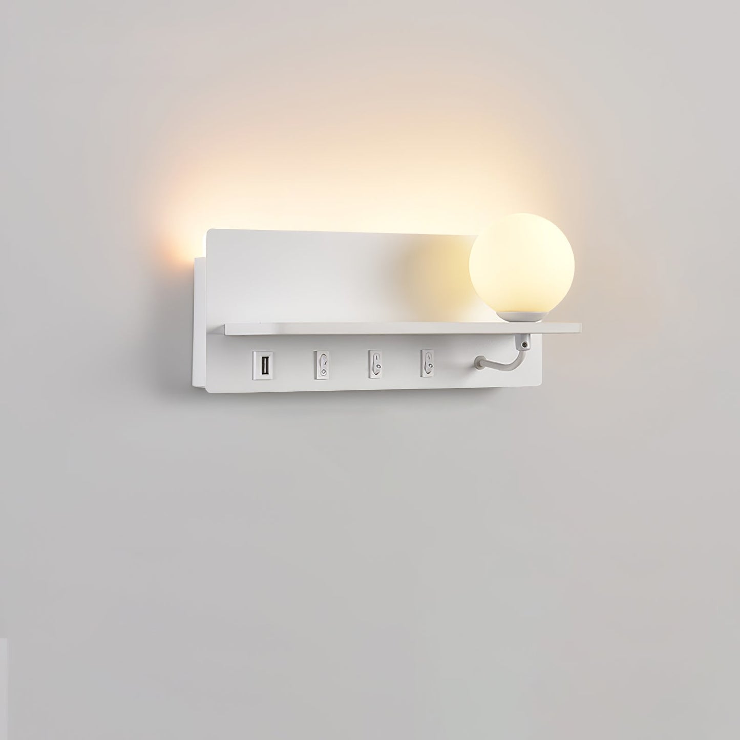 Glos Slim Wall Lamp | Milk-White Glass | White/Black