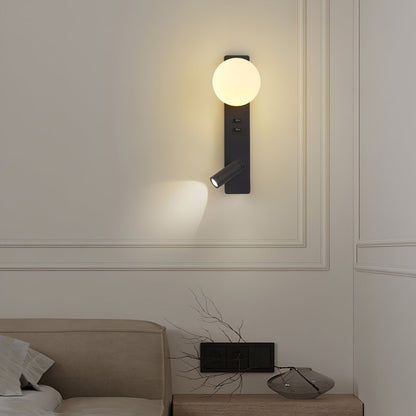 Glos Slim Wall Lamp | Milk-White Glass | White/Black