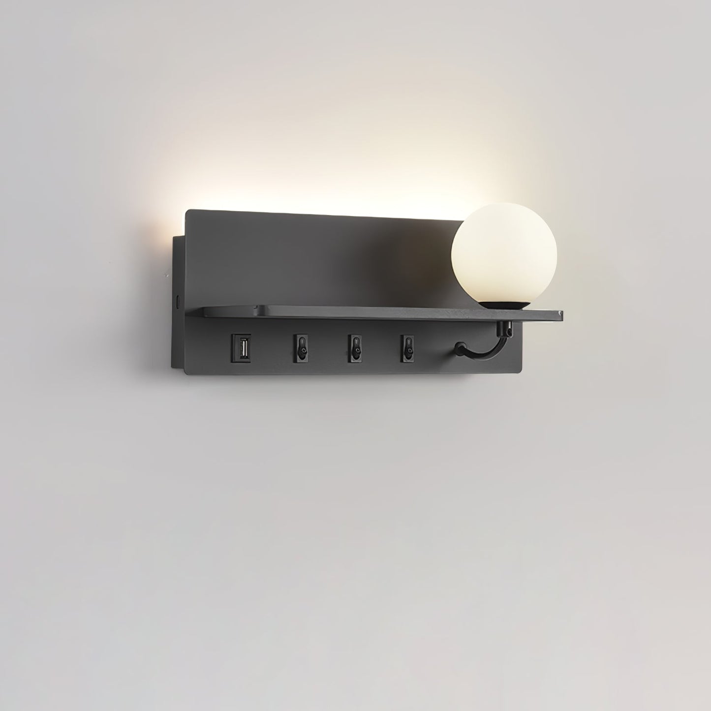 Glos Slim Wall Lamp | Milk-White Glass | White/Black