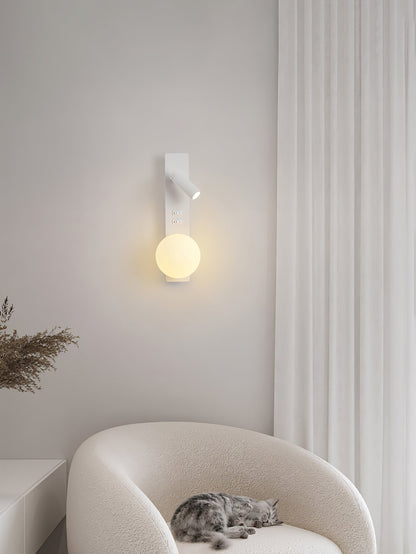 Glos Slim Wall Lamp | Milk-White Glass | White/Black