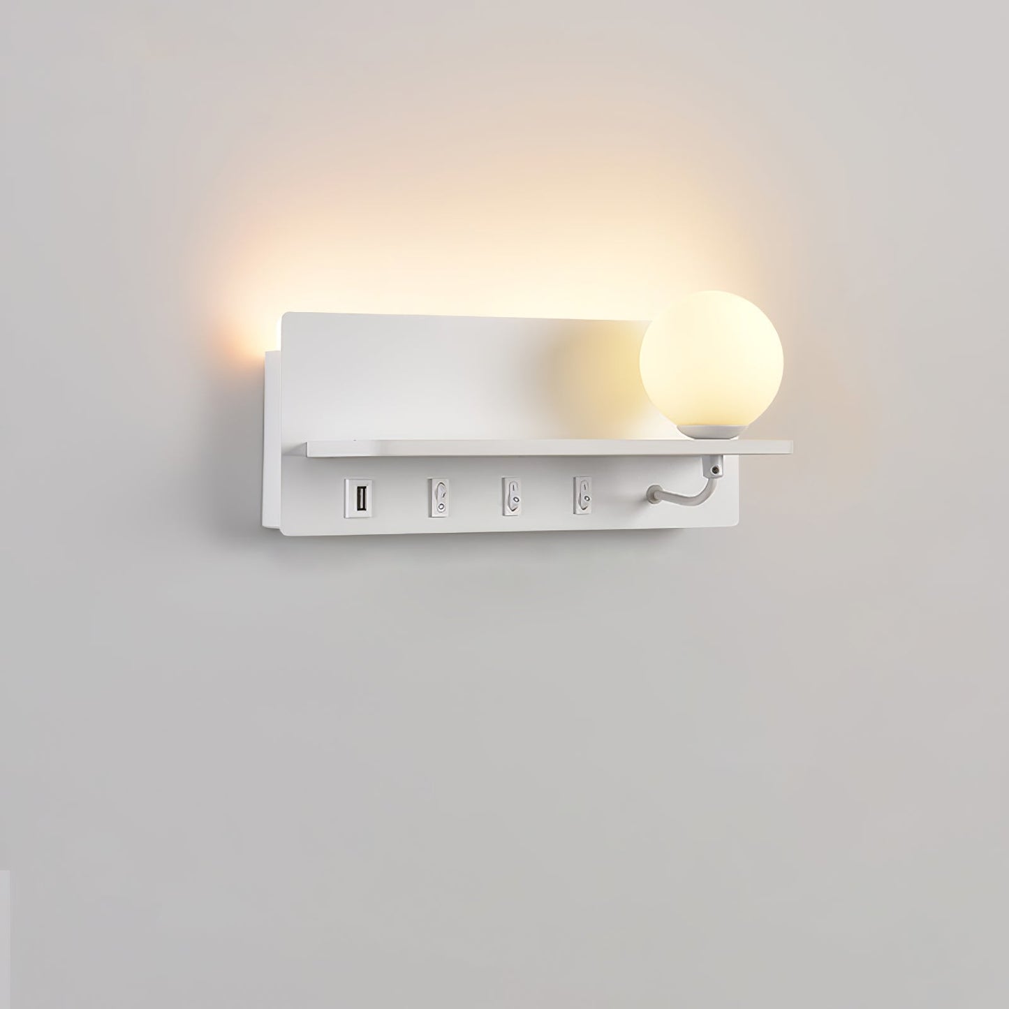 Glos Slim Wall Lamp | Milk-White Glass | White/Black