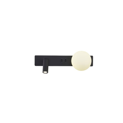 Glos Slim Wall Lamp | Milk-White Glass | White/Black