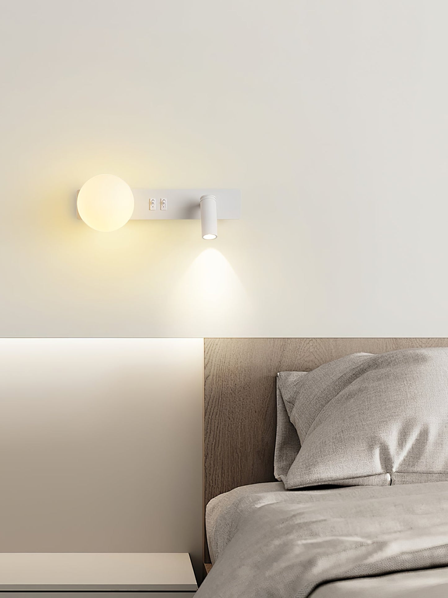 Glos Slim Wall Lamp | Milk-White Glass | White/Black