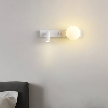 Glos Slim Wall Lamp | Milk-White Glass | White/Black