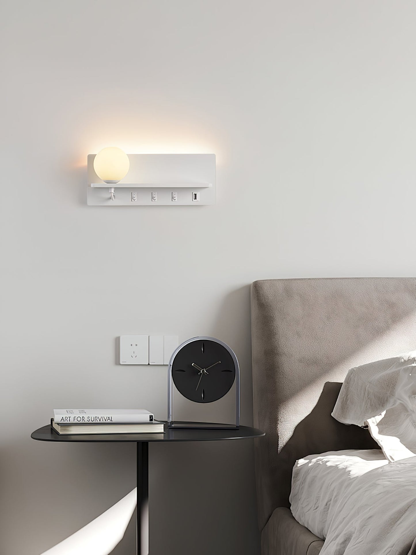 Glos Slim Wall Lamp | Milk-White Glass | White/Black