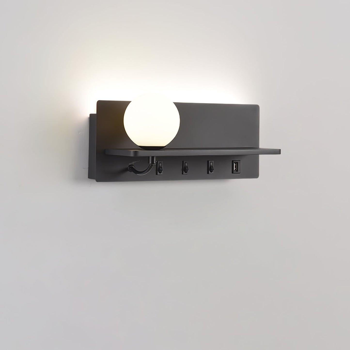 Glos Slim Wall Lamp | Milk-White Glass | White/Black