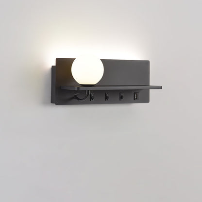 Glos Slim Wall Lamp | Milk-White Glass | White/Black