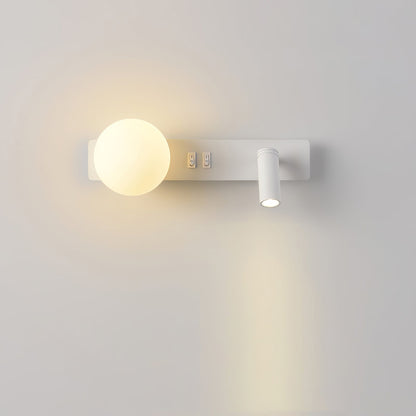 Glos Slim Wall Lamp | Milk-White Glass | White/Black