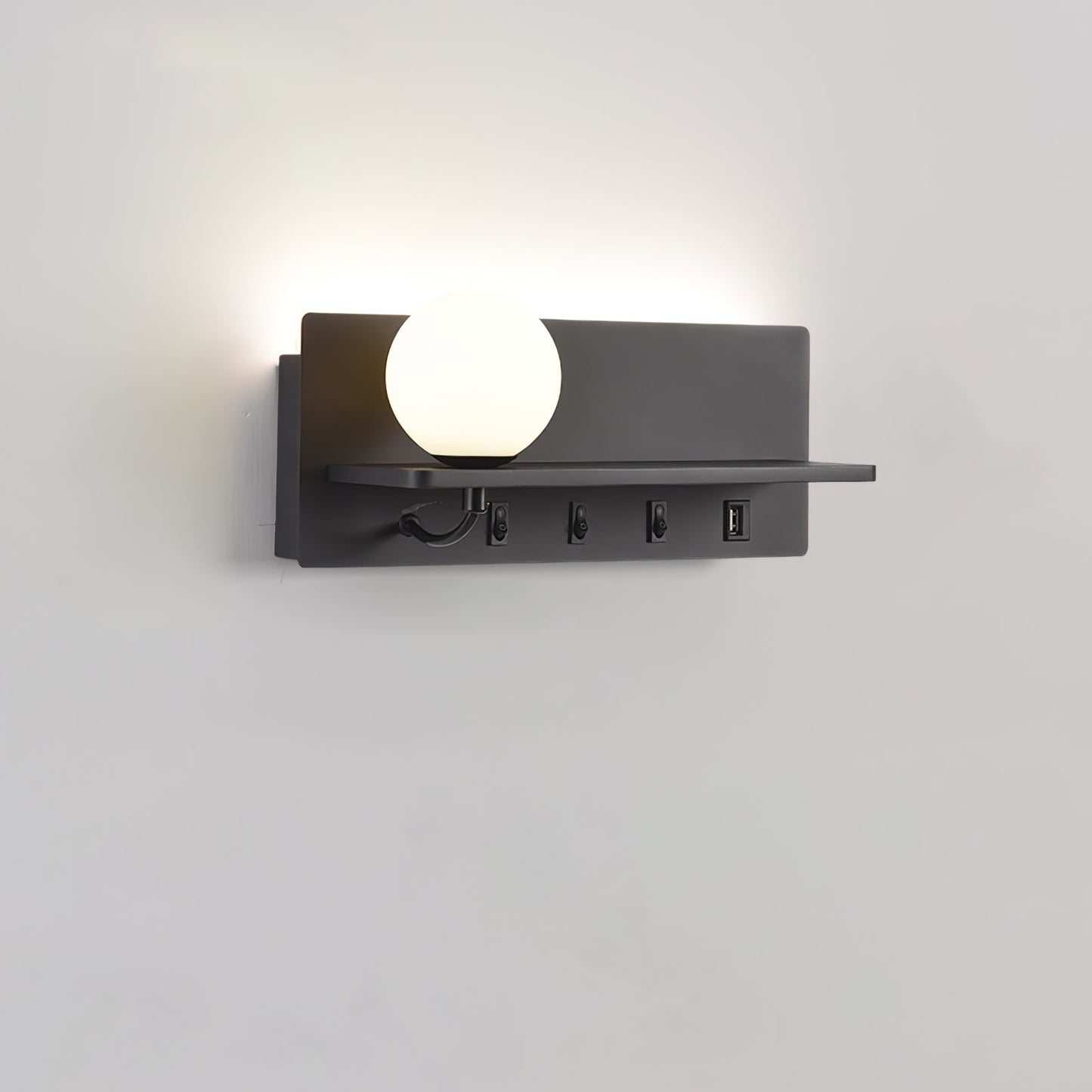 Glos Slim Wall Lamp | Milk-White Glass | White/Black