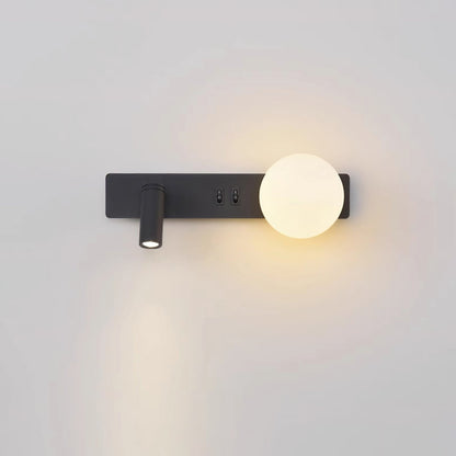 Glos Slim Wall Lamp | Milk-White Glass | White/Black