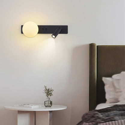 Glos Slim Wall Lamp | Milk-White Glass | White/Black