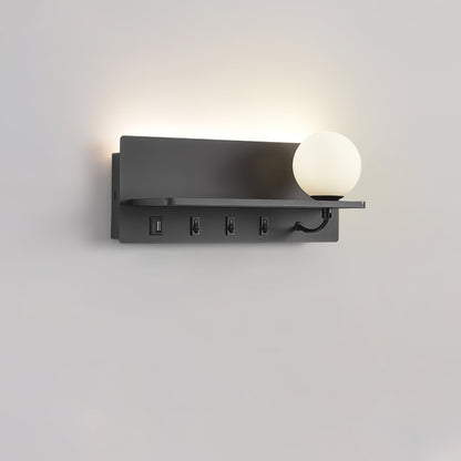 Glos Slim Wall Lamp | Milk-White Glass | White/Black
