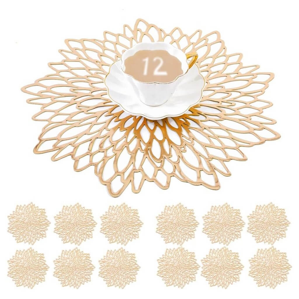 Round Silver Placemats & Coaster Set | Durable Pressed Vinyl | 15.5"